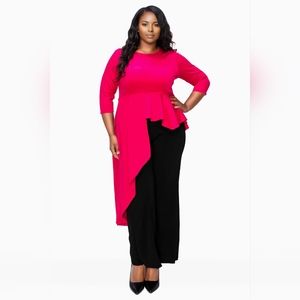 NEW NWOT LIVD Sanctuary Asymmetrical Hot Pink Peplum Top Size 3X